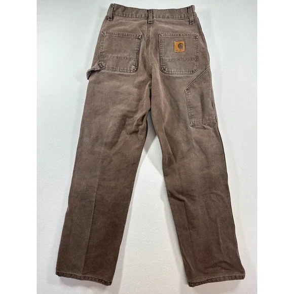 Vtg Carhartt Carpenter Pants 29x32  Brown Canvas Duck Workwear Union Made USA - Picture 2 of 14